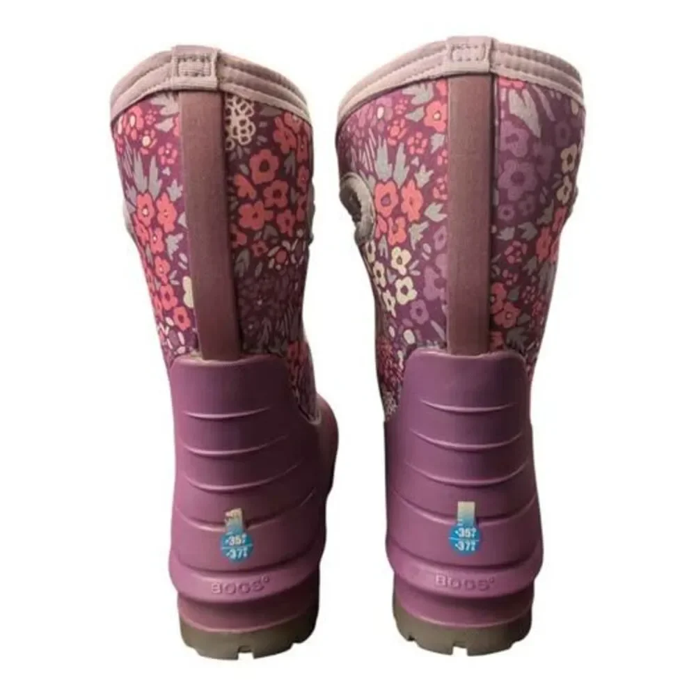 Bogs Rain/Snow Boots - Girls Size 4 - Purple Pink Floral